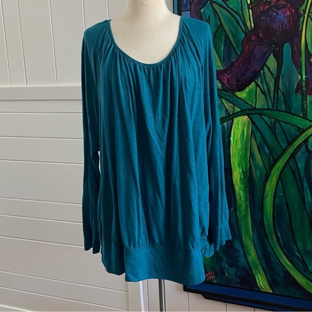 $10 SALE Teal Blue Long Sleeve Stretchy Top Soft Blouse Lane Bryant Everyday